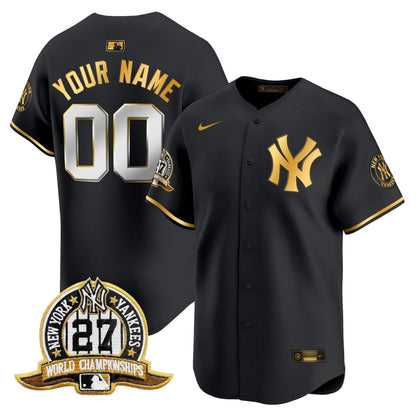 New York Yankees 27 Time Champions Patch Vapor Premier Limited Custom Jersey - All Stitched