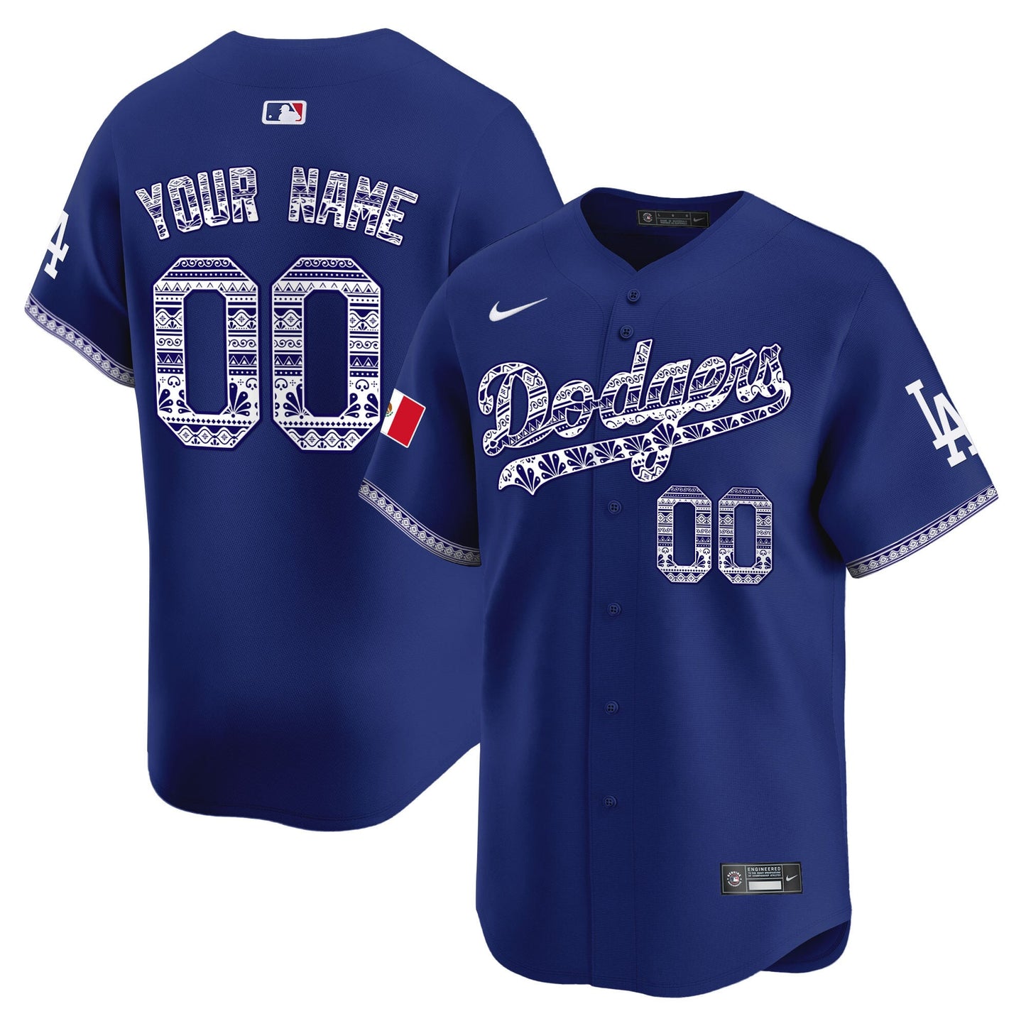 Los Angeles Dodgers Mexico Vapor Premier Limited Custom Jersey V3 - All Stitched