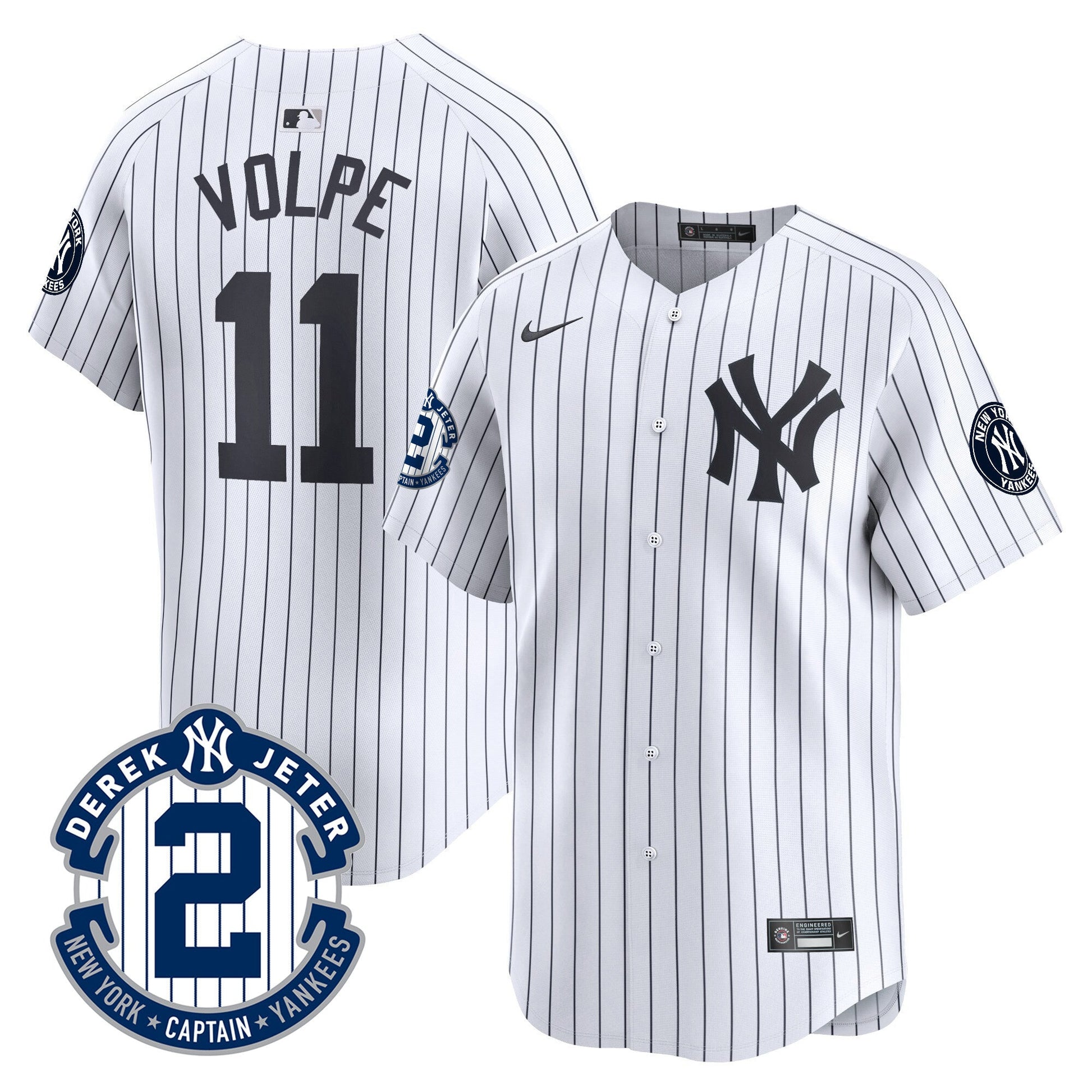 Men's Yankees Derek Jeter Patch Vapor Premier Limited Jersey - All Stitched