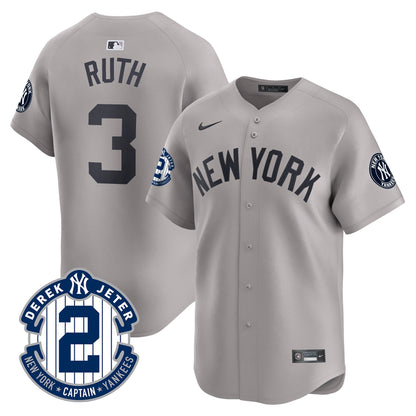 Men's Yankees Derek Jeter Patch Vapor Premier Limited Jersey - All Stitched