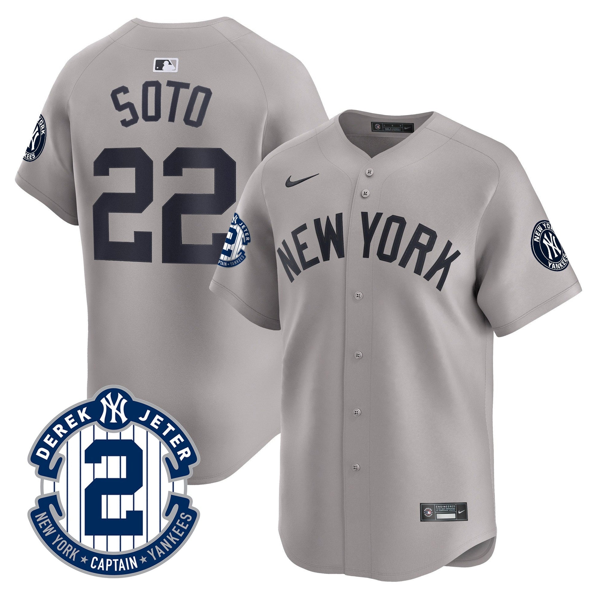 Men's Yankees Derek Jeter Patch Vapor Premier Limited Jersey - All Stitched