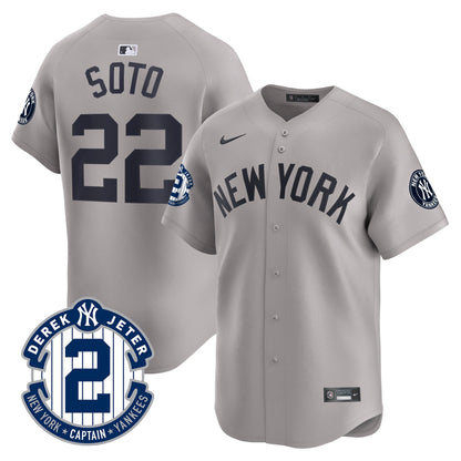 Men's Yankees Derek Jeter Patch Vapor Premier Limited Jersey - All Stitched