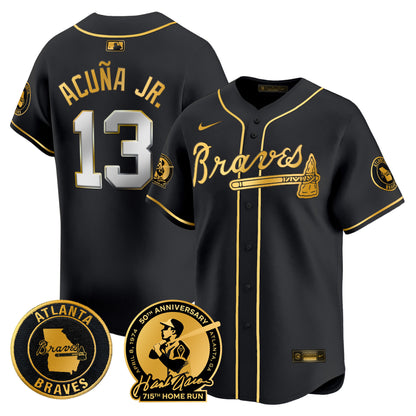 Men's Atlanta Braves Hank Aaron 715th Home Run Patch Vapor Premier Limited Jersey - All Stitched