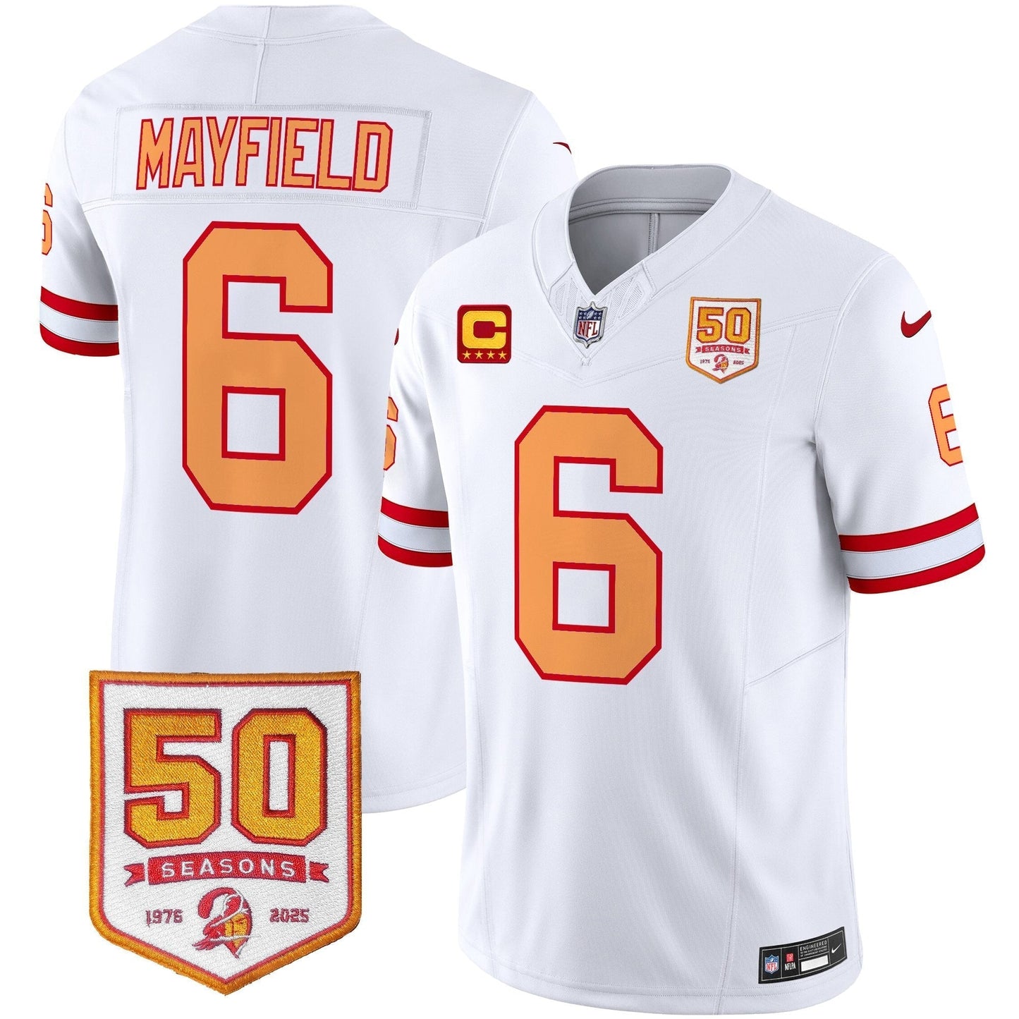 Men's Tampa Bay Buccaneers Throwback 50th Season Patch Vapor Limited Jersey - All Stitched
