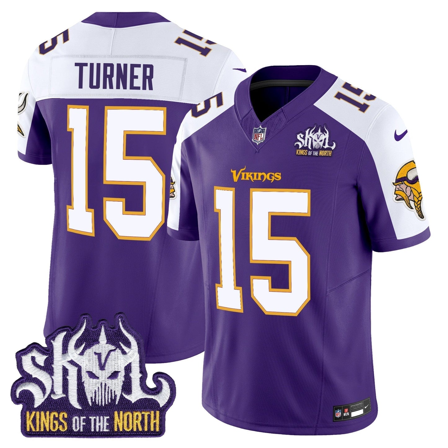MIN King Of The North Patch Throwback Vapor Limited Jersey V2 - All Stitched