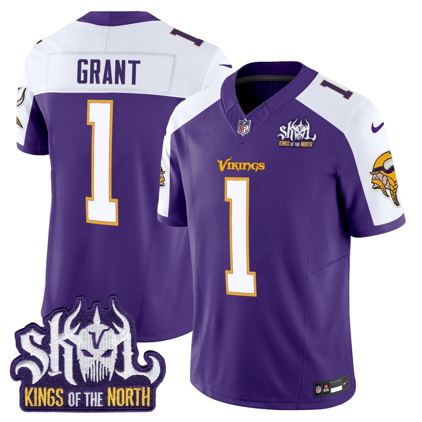 MIN King Of The North Patch Throwback Vapor Limited Jersey V2 - All Stitched