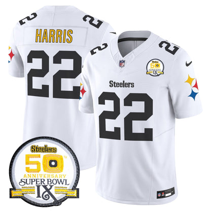 Steelers 50th Anniversary Of Super Bowl IX Patch Vapor Limited Jersey V2 - All Stitched