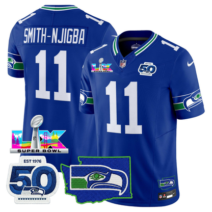 SEA Super Bowl LX - 50th Anniversary Patch Vapor Limited Jersey N88 - All Stitched