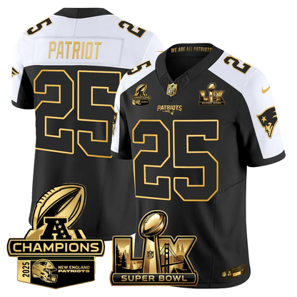 NE Super Bowl LX - AFC Champions Patch Gold Vapor Limited Jersey - All Stitched