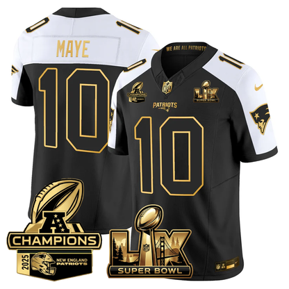 NE Super Bowl LX - AFC Champions Patch Gold Vapor Limited Jersey - All Stitched