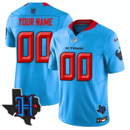 HOU Texas Patch Vapor Limited Custom Jersey - All Stitched