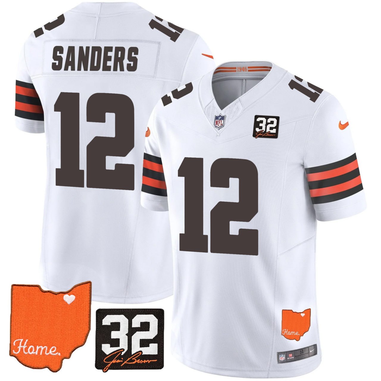 Browns #32 Jim Brown Memorial & Home Patch Vapor Limited Jersey - All Stitched