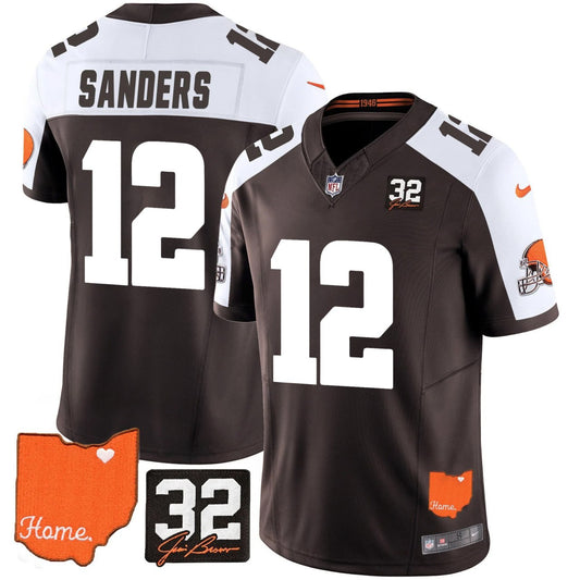 Browns #32 Jim Brown Memorial & Home Patch Vapor Limited Jersey N1 - All Stitched
