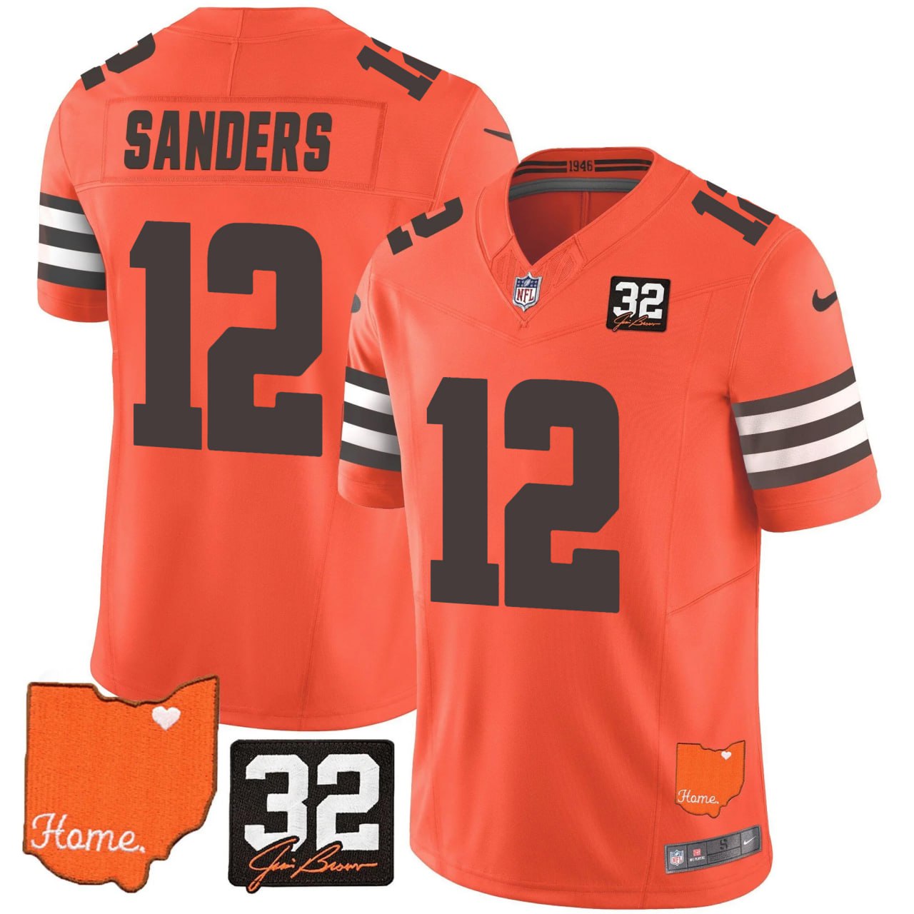 Browns #32 Jim Brown Memorial & Home Patch Vapor Limited Jersey N1 - All Stitched